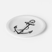 ヴィンテージ航海のいかりイラストレーション ペーパープレート (アングル)