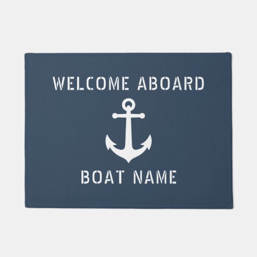 ヴィンテージ航海のいかりウェルカムクアボードボート名 ドアマット (正面)