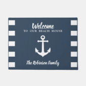ヴィンテージ航海のいかりウェルカムビーチハウス名 ドアマット (正面)
