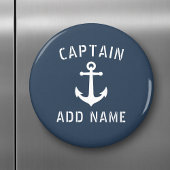 ヴィンテージ航海のいかりキャプテンまたはボートネームブルー マグネット