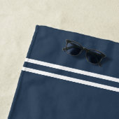 ヴィンテージ航海のいかりボート名ネイビーブルーグレー ビーチタオル (インサイチュ)