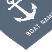 ヴィンテージ航海のいかりボート名文字ブルーグレー ショートテーブルランナー (コーナー)