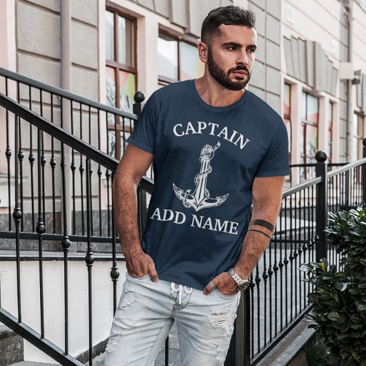 ヴィンテージ航海のいかりロープキャプテン名 Tシャツ