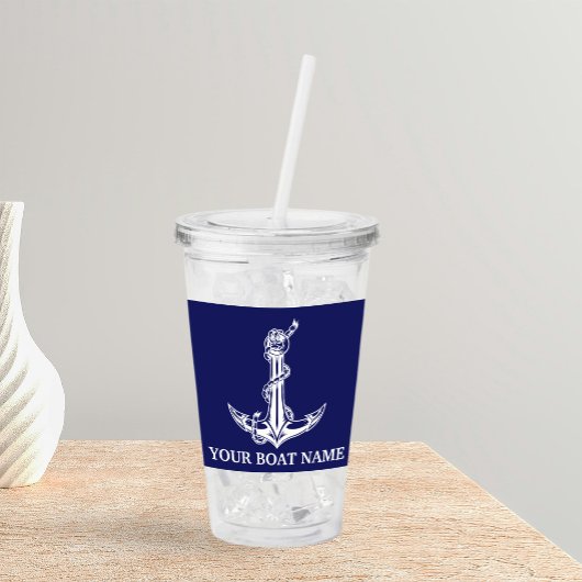 ヴィンテージ航海のいかりロープボート名 アクリルタンブラー