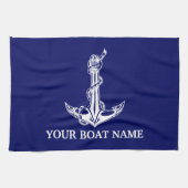 ヴィンテージ航海のいかりロープボート名 キッチンタオル (横)