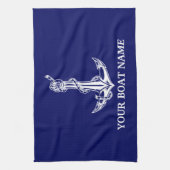 ヴィンテージ航海のいかりロープボート名 キッチンタオル (縦)