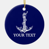 ヴィンテージ航海のいかりロープボート名 セラミックオーナメント (正面)