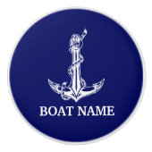 ヴィンテージ航海のいかりロープボート名 セラミックノブ (正面)