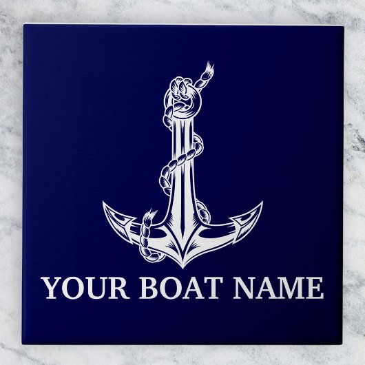 ヴィンテージ航海のいかりロープボート名 タイル