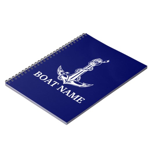 ヴィンテージ航海のいかりロープボート名 ノートブック (左側)