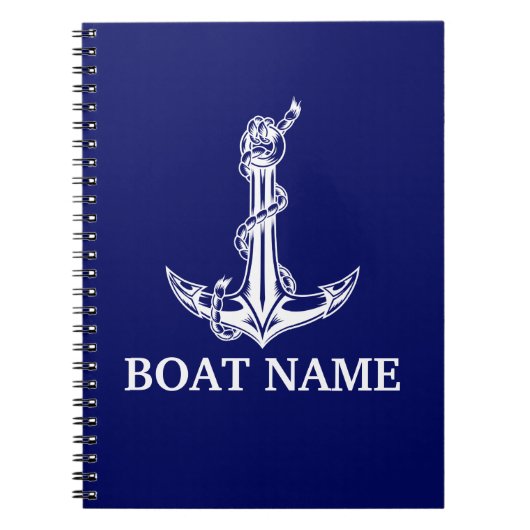 ヴィンテージ航海のいかりロープボート名 ノートブック (正面)
