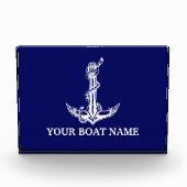 ヴィンテージ航海のいかりロープボート名 フォトブロック (正面)