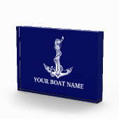 ヴィンテージ航海のいかりロープボート名 フォトブロック (右)