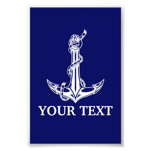 ヴィンテージ航海のいかりロープボート名 フォトプリント            (正面)