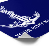 ヴィンテージ航海のいかりロープボート名 ポスター (角)