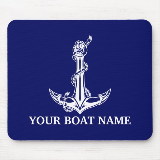 ヴィンテージ航海のいかりロープボート名 マウスパッド (正面)