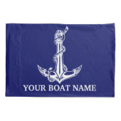 ヴィンテージ航海のいかりロープボート名 枕カバー (裏面)