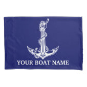 ヴィンテージ航海のいかりロープボート名 枕カバー (正面)