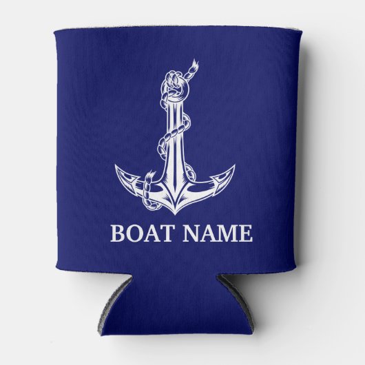 ヴィンテージ航海のいかりロープボート名 缶クーラー (正面)