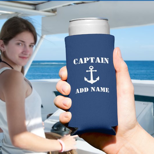 ヴィンテージ航海のいかり艦長又は船名海軍 スリム缶クーラー