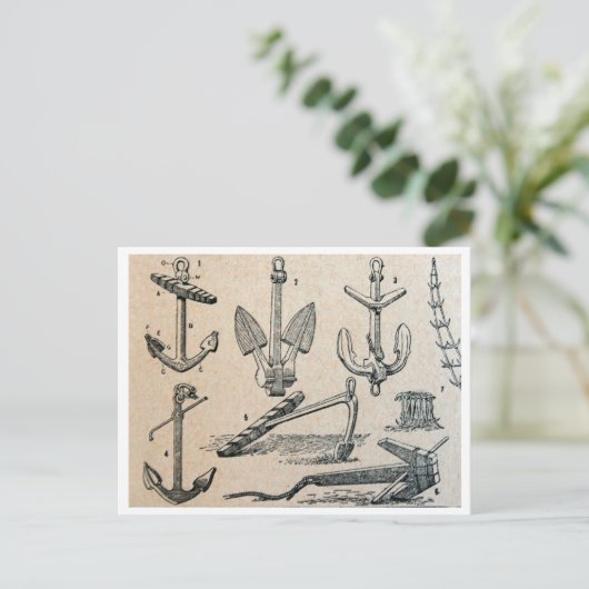 ヴィンテージ航海のいかり表イラスト ポストカード (スタンド正面)