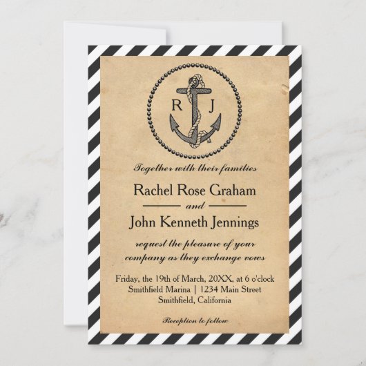 ヴィンテージ航海のいかり-結婚式招待状 招待状 (正面)