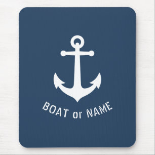 ヴィンテージ航海のいかりYour BoatまたはName Blue マウスパッド