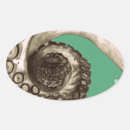 ヴィンテージ航海ののタコ触手 楕円形シール (正面)