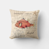 ヴィンテージ航海ののボクフィッシュイラストレーション クッション (正面)