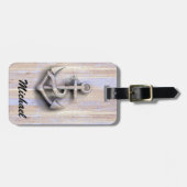 ヴィンテージ航海のの上品ないかり木製パーソナライズされた ラゲッジタグ (正面横)