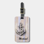 ヴィンテージ航海のの上品ないかり木製パーソナライズされた ラゲッジタグ (正面縦)