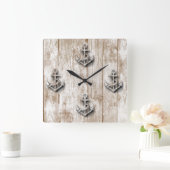 ヴィンテージ航海のの上品ないかり木製 スクエア壁時計 (ホーム)