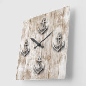 ヴィンテージ航海のの上品ないかり木製 スクエア壁時計 (傾斜)