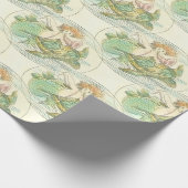ヴィンテージ航海のウミガメ模様の人魚 ラッピングペーパー (角)