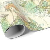 ヴィンテージ航海のウミガメ模様の人魚 ラッピングペーパー (ロールコーナー)