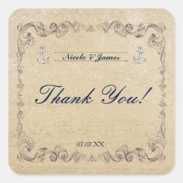 ヴィンテージ航海のエレガントビーチ結婚式 スクエアシール