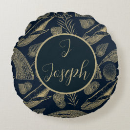 ヴィンテージ航海のクジラ子供部屋 ラウンドクッション