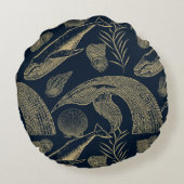 ヴィンテージ航海のクジラ子供部屋 ラウンドクッション (裏面)