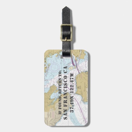 ヴィンテージ航海のグラフサンフランシスコCA ラゲッジタグ (正面縦)