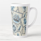 ヴィンテージ航海のコラージングイラスト カフェラテマグ (右)