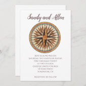 ヴィンテージ航海のコンパスカスタムウェディング 招待状 (正面/裏面)