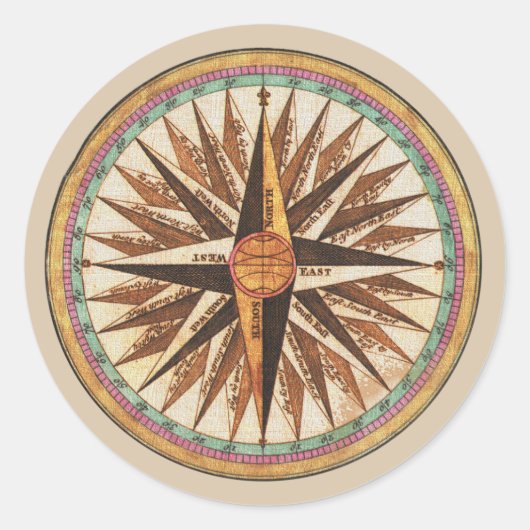 ヴィンテージ航海のコンパスシール封筒用シール ラウンドシール (正面)