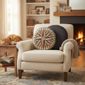 ヴィンテージ航海のコンパスバラコットンピロー ラウンドクッション