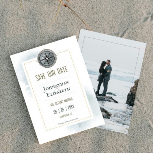 ヴィンテージ航海のコンパス写真 セーブザデート