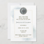 ヴィンテージ航海のコンパス結婚写真 招待状 (正面)