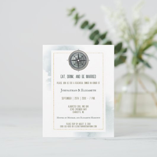 ヴィンテージ航海のコンパ結婚スのリハーサルディナー 招待状 (スタンド正面)