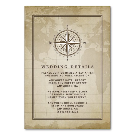 ヴィンテージ航海のコンパ結婚ークロージャカード テーブルナンバー (正面)