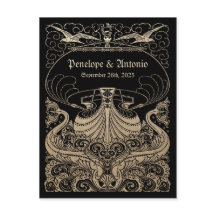 ヴィンテージ航海のゴールドフォイル結婚式の日付を保存