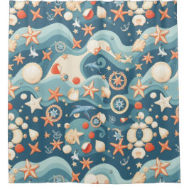 ヴィンテージ航海のシャワーカーテン シャワーカーテン