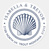 ヴィンテージ航海のシーシェルホワイト差出人住所 ラウンドシール (正面)